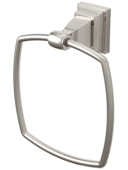 Stratton Towel Ring in Polished Nickel.